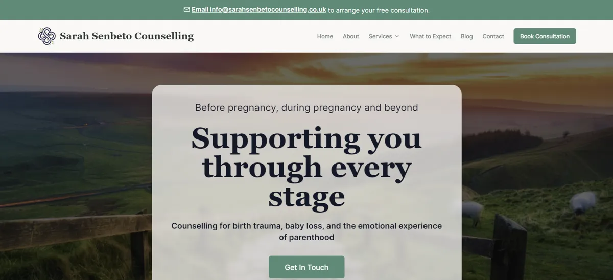 Sarah Senbeto Counselling website – birth trauma and baby loss counselling in Sheffield