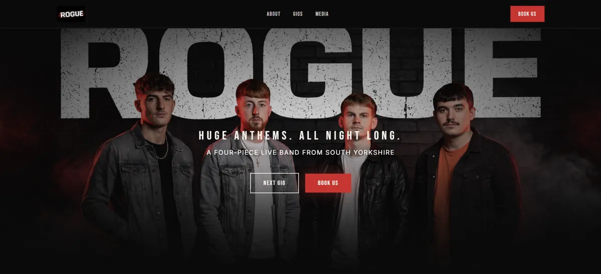 Rogue website – four-piece live band from South Yorkshire
