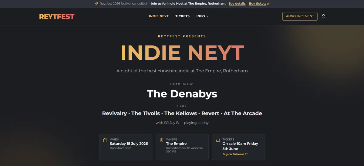 REYTFEST website – Yorkshire indie music event in Rotherham